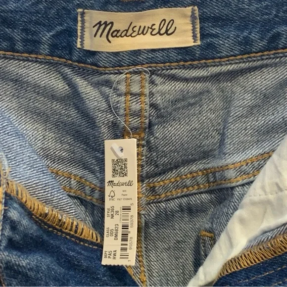 NWT Madewell Denim Dolphin-Hem Rigid Denim A-Line Blue Jean Mini Skirt 28 $79.50 - Picture 9 of 12